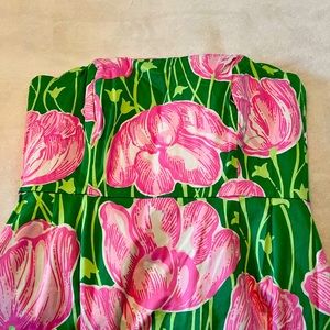 Lilly Pulitzer scalloped edge floral strapless dress